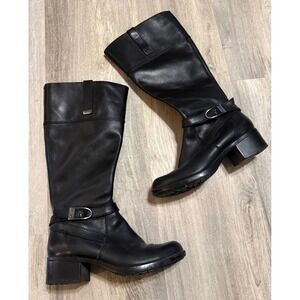 Bandolino Bdbaya-W Womens Black Leather Tall Riding Boots Block Heel Size 7M